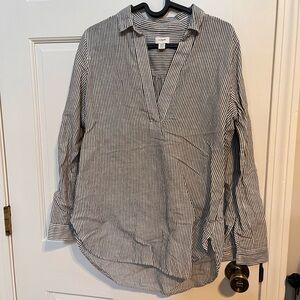 Jcrew Striped V-Neck Blouse